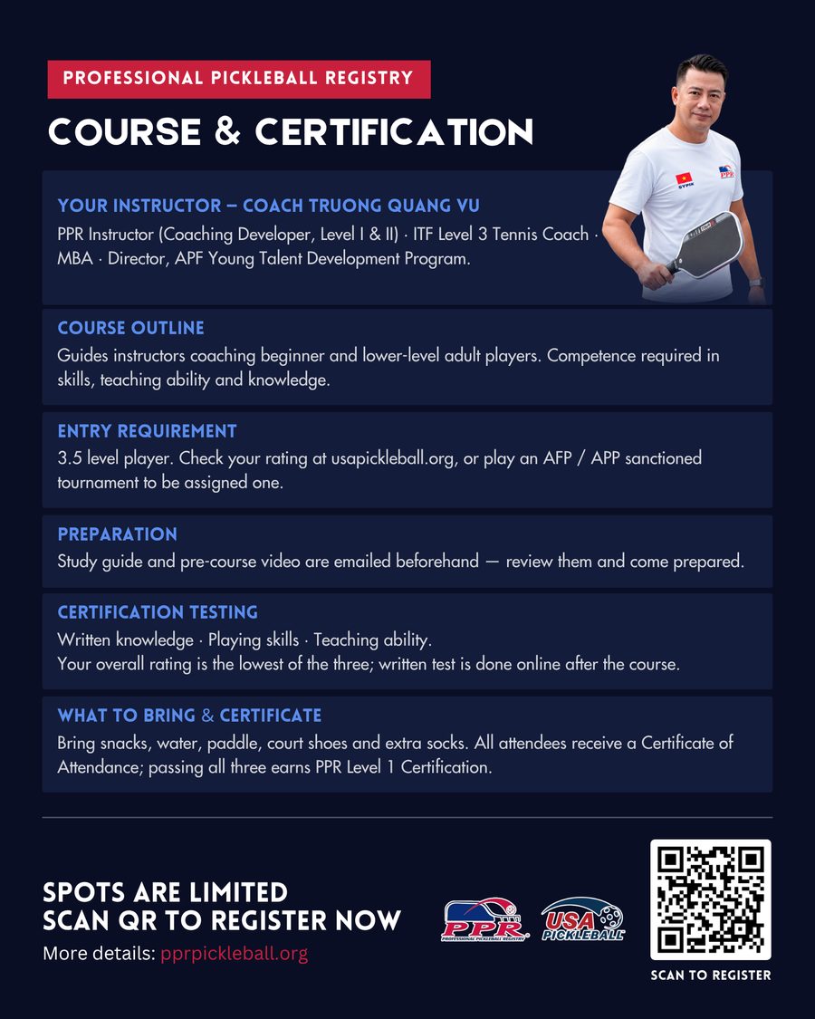 PPR Level 1 course and certification details — instructor, course outline, entry requirements